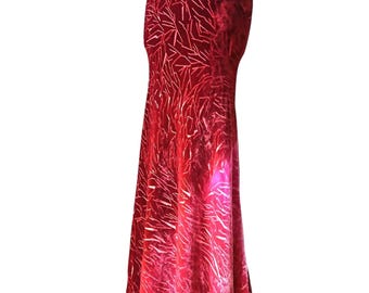 Falda larga de terciopelo y seda quemado con efecto devoré ombré de los años 90 (Reino Unido 10, EE. UU. 6)