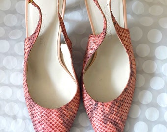 Zapatos de tacón alto con punta afilada y tira trasera, estilo años 90, de piel con estampado de pitón - EU37