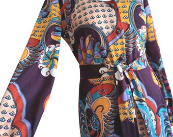 Vestido largo con cinturón y botones de Colin Glascoe, estilo años 70, tallas hasta UK10/US-6/FR-38.