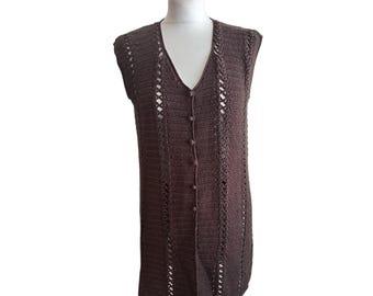 Chaleco largo de punto de ganchillo MIU MIU de los 90 - Pura lana - Talla única