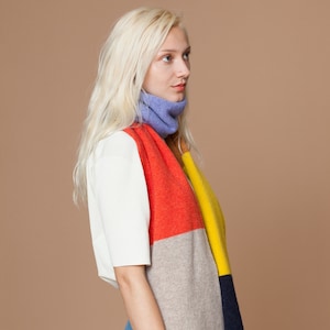 big plain colorful striped scarf with 7 colours