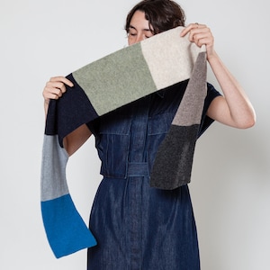 plain colorful striped scarf knitted from fluffy lambswool