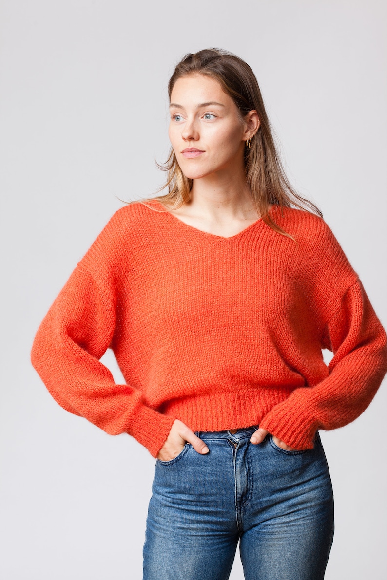 Pull en mohair, grosse maille, léger et moelleux image 6