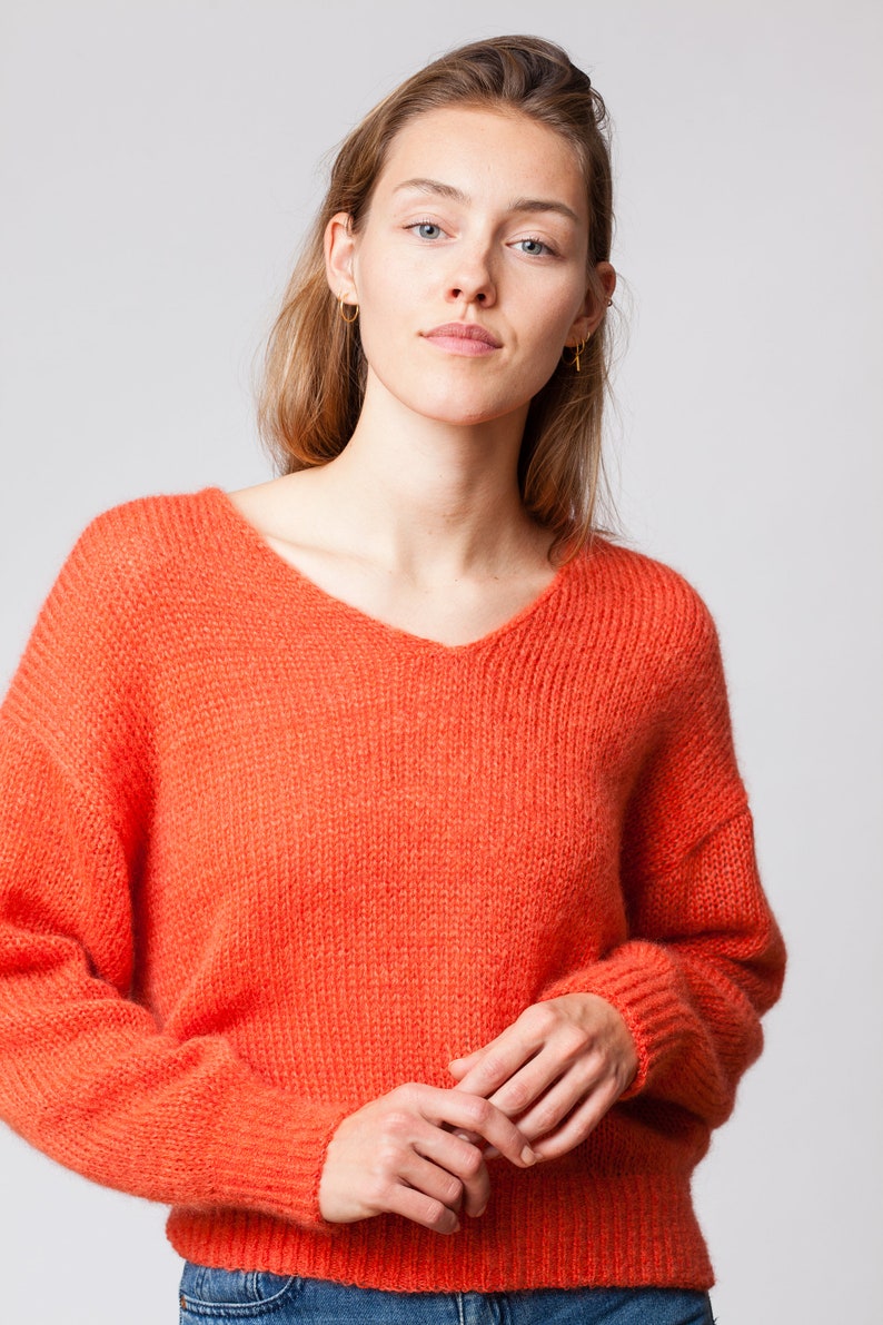 Pull en mohair, grosse maille, léger et moelleux image 4