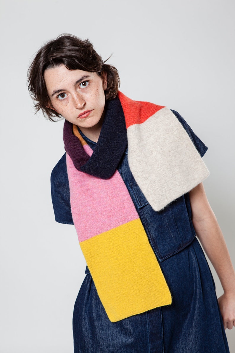 plain colorful striped scarf with 7 colours image 3