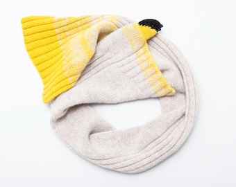 Sciarpa Yellowfinch, sciarpa lavorata a maglia in lana d'agnello, regalo ideale per gli amanti degli uccelli