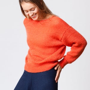 Pull en mohair, grosse maille, léger et moelleux image 3