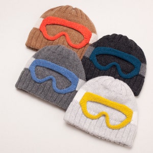 Bonnet pour lunettes de ski, bonnet tricoté avec lunettes cousues pour enfants et adultes