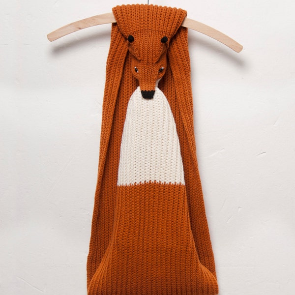 Red Fox Scarf - Woodland Style, knitted with high-quality merino wool