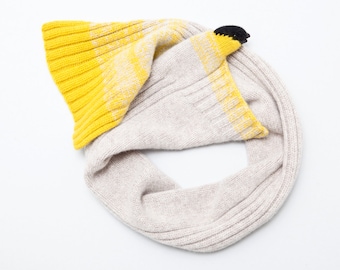 yellow finch scarf, knitted scarf made out of lambswool