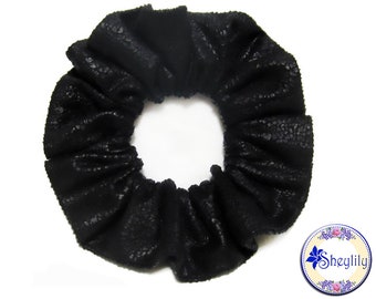 Faux Leather Hair Scrunchies, Black Faux Leather Grain Vegan Pleather Scrunchie, Womens Teens Girls, Hair Bun Holder, by Sheylily