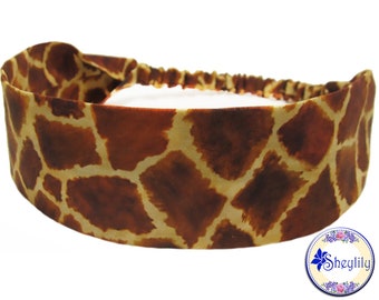 Giraffe Headband for Women, Animal Print Bandana, Safari Hair Scarf for Adult, African Head Bands with Elastic Back, Head Wrap, Sheylily