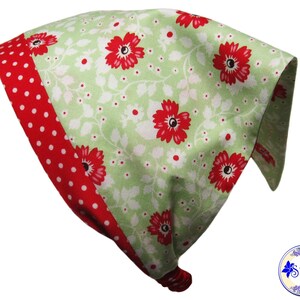 Head Scarf Headband for Women, Floral and Polka Dot Cottagecore Kerchief, Flower Bandana for Adult, Head Cover with Elastic Back, Sheylily