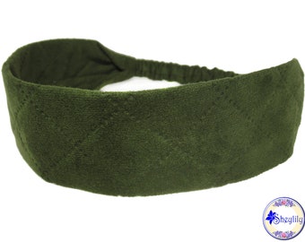 Olive Green Faux Leather Headbands for Women, Pleather Suede Fabric, Bandana Headscarf Hair band Headwrap Hair Bandeau, by Sheylily