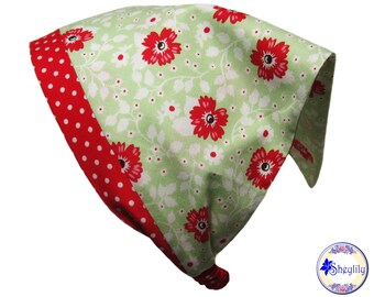 Head Scarf Headband for Women, Floral and Polka Dot Cottagecore Kerchief, Flower Bandana for Adult, Head Cover with Elastic Back, Sheylily