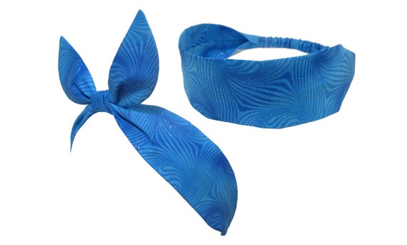 Hair Bow Headbands For Women Sparkling Blue Swirl Print Etsy