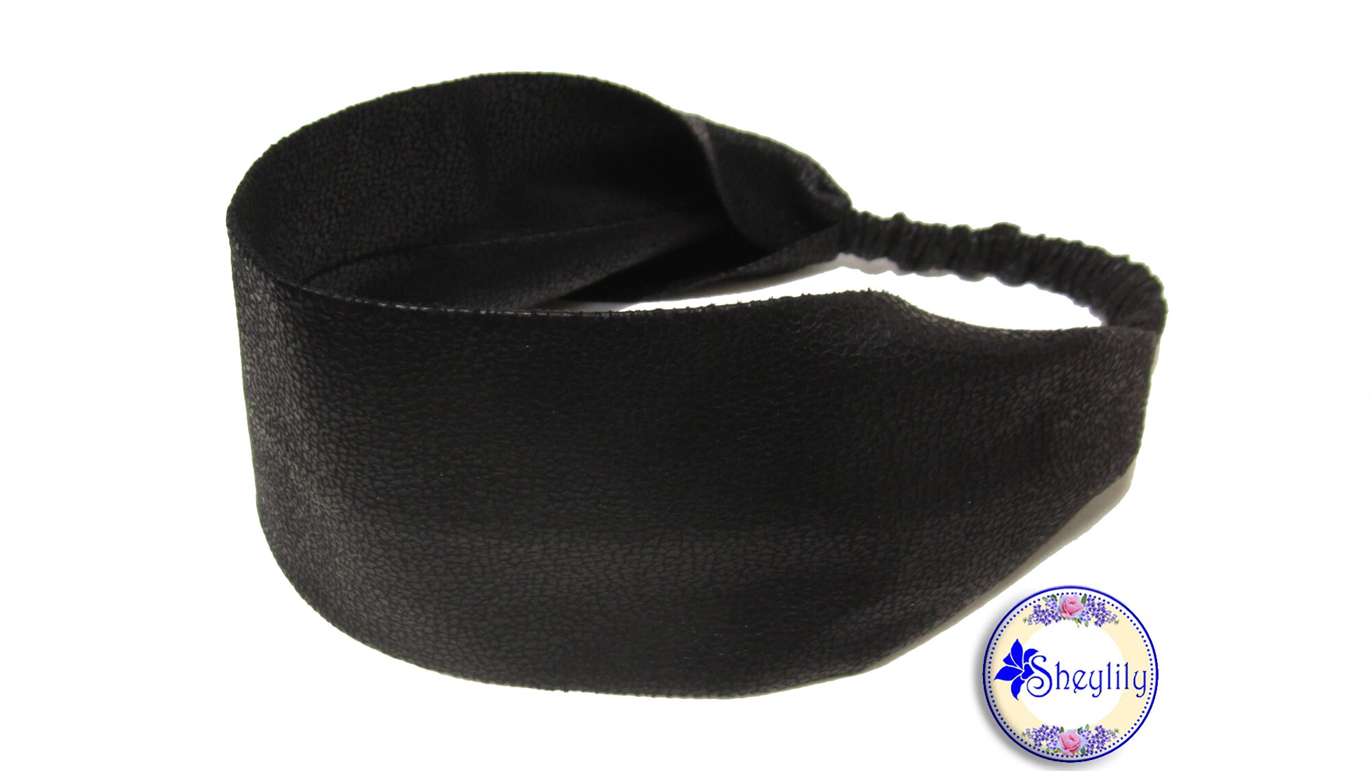 Melamed Pleather Black Headband Black Leather Pleated Headband,ruffled Leather Headband  main image 4