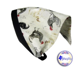 Chicken Cottagecore Kerchief for Women, Rooster Bandana for Adult, Head Covering for Hair Loss, with Elastic Back, by Sheylily