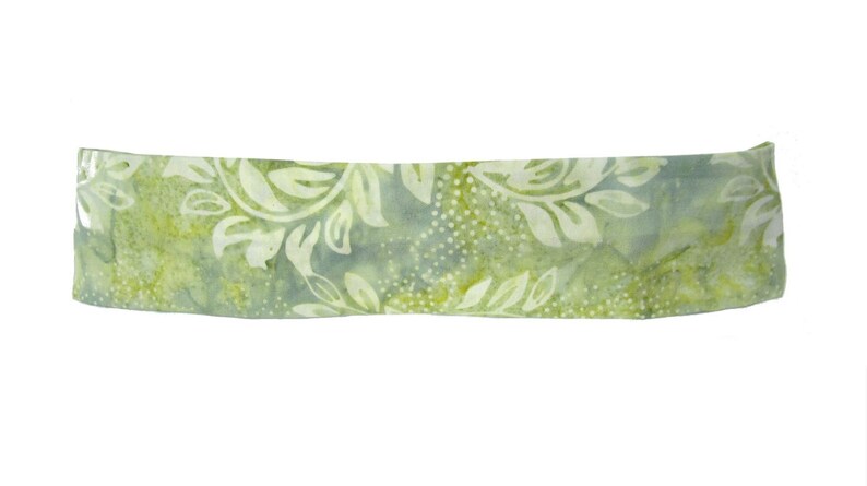 Hippie Headbands for Women, Sage Green Flora Batik Bandana, Boho Head Wrap for Adult Teen, Thin 2 Wide Top with Elastic Back, by Sheylily image 3