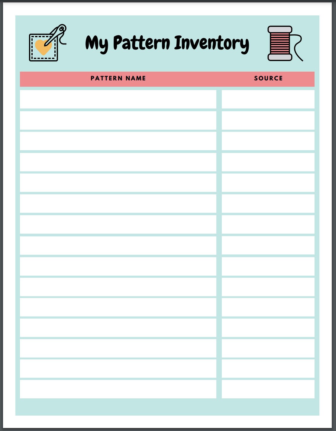 My Pattern Inventory Printable | Etsy