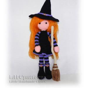 Crochet Pattern: Witch Doll, Witch with Broom Crochet Pattern, Crochet Halloween Doll (English)