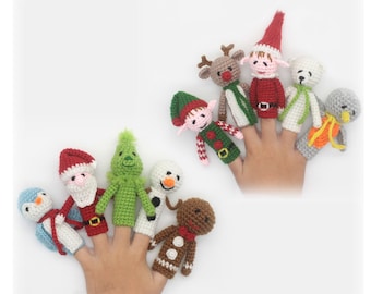 Crochet Pattern: Ten Christmas Finger Puppets, Christmas Finger Toys, Crochet Christmas Toddler Gift (English)