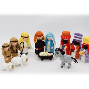 Wzór szydełkowy: szopka, scena żłobka, szopka bożonarodzeniowa, szydełkowa scena bożonarodzeniowa, Maryja Józef Jezus, szopka Amigurumi (angielski)