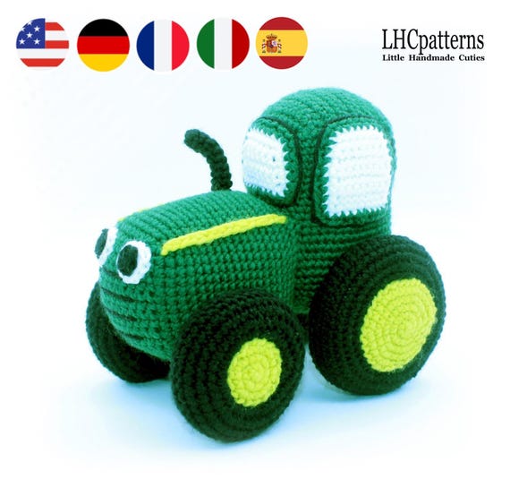 Crochet Pattern: Tractor  Farm Vehicle Stuffed Toy, Vehicle Soft Toy, , Amigurumi Green Tractor, Crochet Farm Toy
