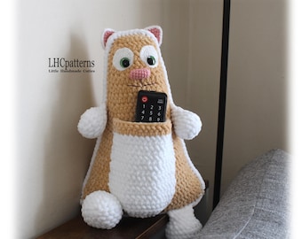 Cat Remote Control Holder Crochet Pattern, Cat Doorstop, Cat Weighted Toy, Cat Heavy Soft Toy, Amigurumi Cat Plush (English)
