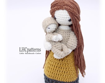 Crochet Pattern: Mother with Baby Doll, Amigurumi Mother with Baby Pattern, Crochet Family Pattern, Mother Day Crochet Doll (English)