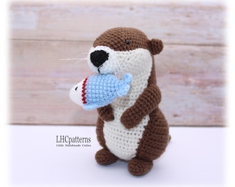 Crochet Otter with Fish Amigurumi Pattern – PDF Crochet Toy Tutorial (English)
