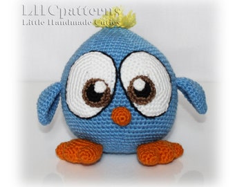 Crochet Pattern: Blue Bird,  Cute Bird Stuffed Toy, Fat Bird Soft Toy, Amigurumi Bird (English)