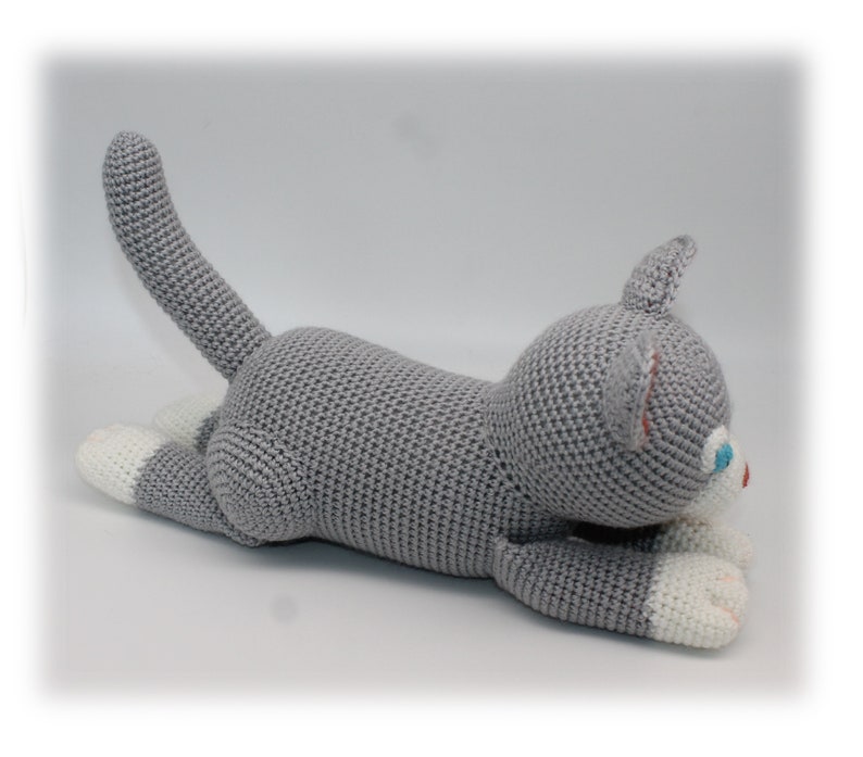 Crochet Pattern: Grey Laying Cat, Amigurumi Cat, Cat Stuffed Toy English image 3