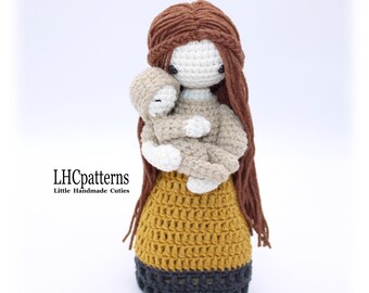Crochet Pattern: Mother with Baby Doll, Amigurumi Mother with Baby Pattern, Crochet Family Pattern, Mother Day Crochet Doll (English)