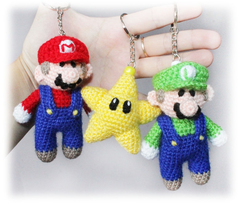5 x Mario Characters Keychains Crochet Pattern Nintendo Etsy