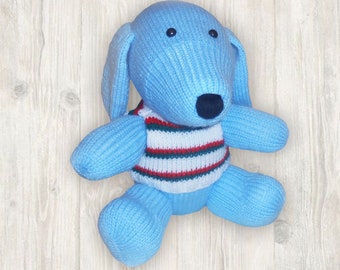 Knitting Pattern: Blue Dog, Knitted Puppy (English)