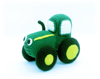 Crochet Pattern: Tractor  Farm Vehicle Stuffed Toy, Vehicle Soft Toy, , Amigurumi Green Tractor, Crochet Farm Toy (English)