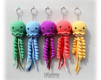 Crochet Jellyfish Pattern, Amigurumi Sea Creature, Cute Keychain Toy, Ocean Nursery Decor, Easy DIY Gift, Crochet Sea Animal Plush (English)