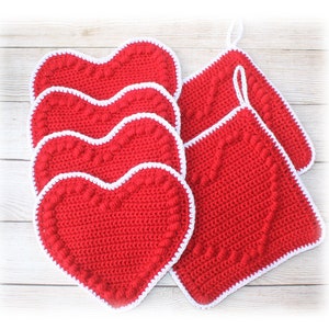 Crochet Pattern: Heart Coasters and Pot Holders, Crochet Valentine Gift, Crochet Heart Pattern (English)