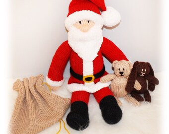 Knitting Pattern: Santa Claus With Two Toys in His Bag, Father Christmas Doll (English)