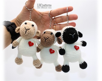 Baby Sheep Keychain Crochet Pattern, Sheep Soft Toy (English)