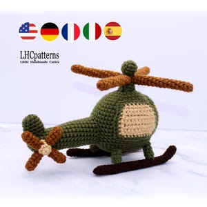 Crochet Pattern: Military Helicopter, Amigurumi Helicopter, Army Helicopter, Helicopter Soft Toy (English, German, Spanish, Italian, French)