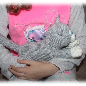 Crochet Pattern: Grey Laying Cat, Amigurumi Cat, Cat Stuffed Toy English image 6