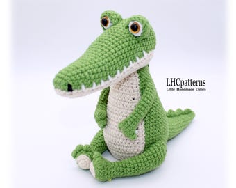 Crochet Pattern: Crocodile Soft Toy, Alligator Stuffed Toy, Amigurumi Crocodile, Amigurumi Alligator, Cute Sitting Crocodile (English)