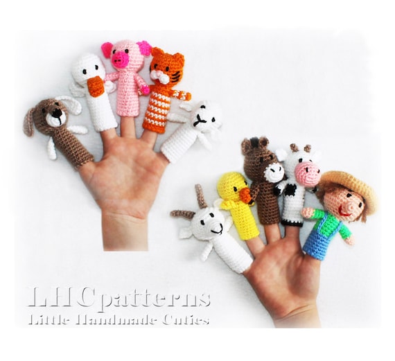 Finger Puppets Crochet Pattern Farm Animals Old Macdonald Etsy UK