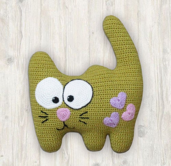 Crochet Cat Cushion Pattern Crochet Toy Pillow Pattern Funny Etsy