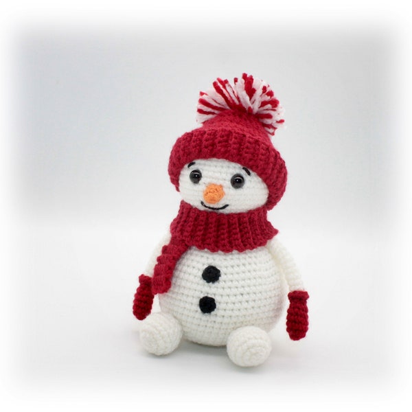 Modèle au crochet : bonhomme de neige, bonhomme de neige amigurumi, bonhomme de neige de Noël en peluche, cadeau de Noël, décoration de Noël (anglais)