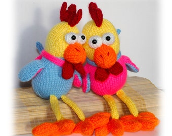 Rooster Knitted Toy Pattern,  Chicken Knitted Pattern, PDF