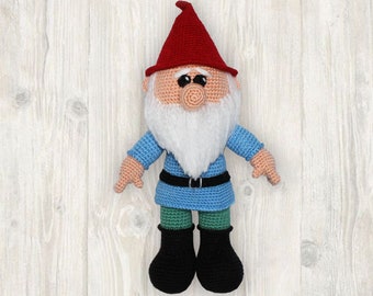 Crochet Pattern: Garden Gnome Doll, Garden Gnome Stuffed Toy, Amigurumi Garden Gnome (English)