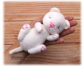 Sleeping Kitten in Cradle Crochet Pattern, Amigurumi Cat Toy PDF, Baby Cat Plush, DIY Crochet Animal Tutorial (English)